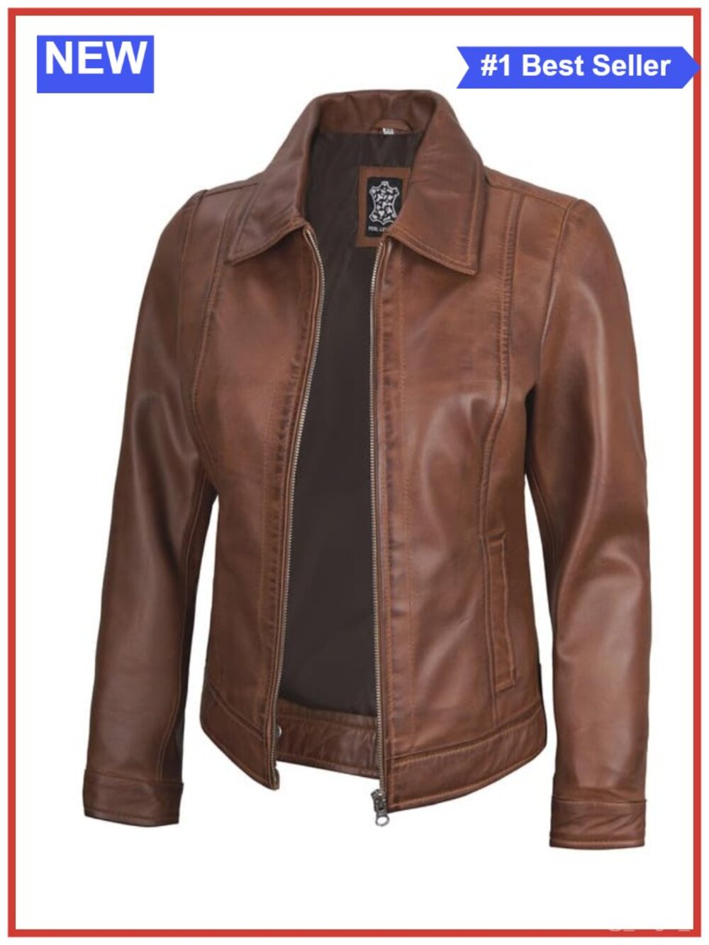 Lambskin Leather Jacket Zipper Closure Multiple Pockets Women's Aviator